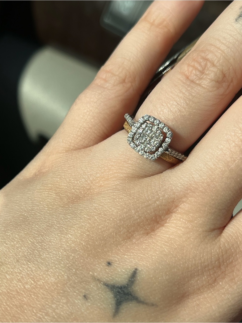 Diamond Double Halo Engagement Ring 1ct Princess Cut Size 5